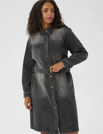 Kaffe Curve Kcally Denim Dress - Black - 52