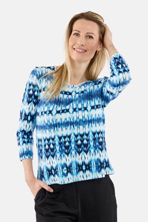 SIGNATURE - T-shirt med 3/4 ærmer – Blå – Rund Hals