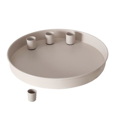 Magnetisk Ljusfat för Spetsiga Ljus 23 Cm Rund Metall Ljusstake med 4 Magnetiska Hållare Dekorativt Fat Festligt Advent Ljusställ (FMY)