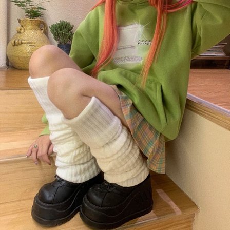 Vita tjocka benvärmare, 70 cm