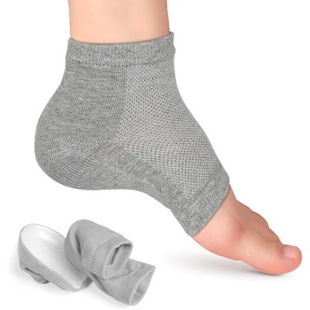 Høydeøkende Kileinnersåle Sokker Usynlige Silikon Høydeøkende Sokker Hælkudde Innlegg for Plantar Fasciitt Smertelindring og Gangekorrigering Grå 2.5