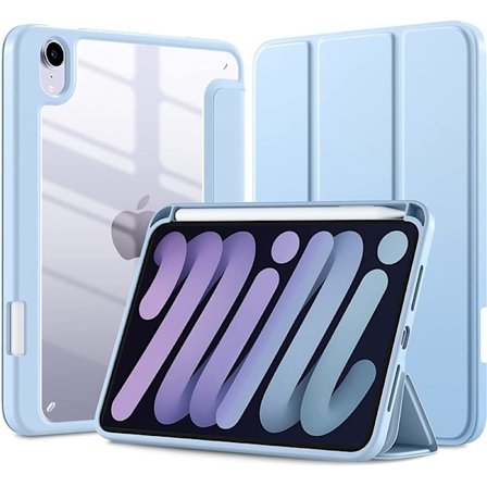 Stilig deksel for iPad A16 11 11" 2025 Hvit Isblå Bånd