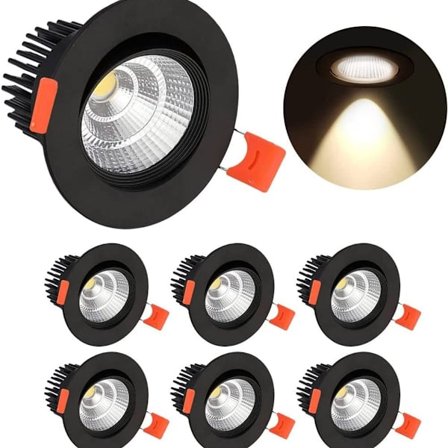 6xLED downlights, 5W innfelt taklamper, varm hvit IP44 for bad, kjøkken, stue,
