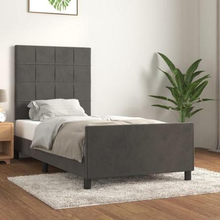 Vidaxl Sängram Med Huvudgavel Mörkgrå 80x200 Cm Sammet Grå