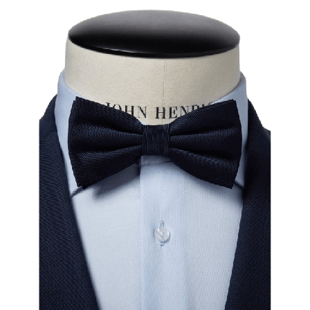 John Henric Silk Woven Rib Plain Pre Tied Bow Tie Accessoarer Herr Blå ONESIZE