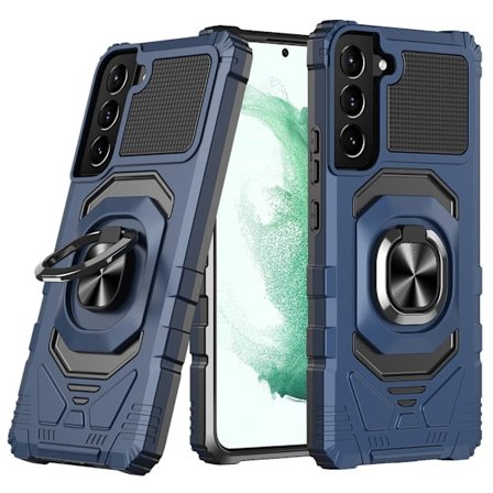 Slidstærkt cover i hård plast med blød inderside og kickstand til Samsung Galaxy S22 Plus - Blå