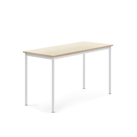 Desk SONITUS, 1400x600x760 mm, birch high pressure laminate, white