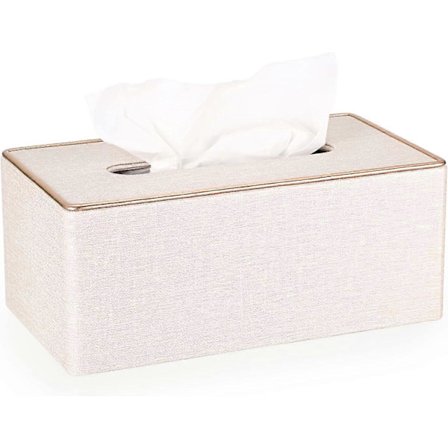 Rektangulær tøyboks for papirlommetørklær med dekorativ gullinje - Holder for papirlommetørklær, oppbevaring av lommetørklær