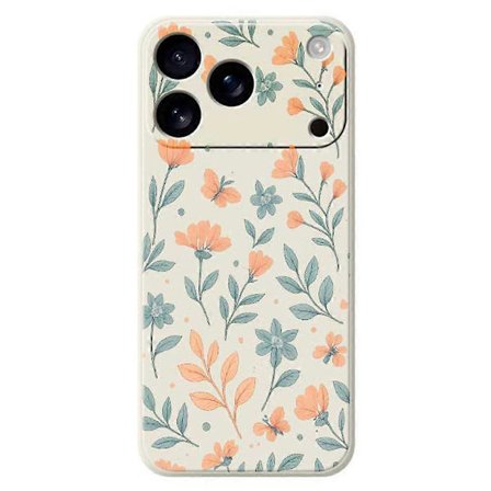 Deksel til iPhone 17 Pro Gule Blomster Mønstertrykk Rett Kant TPU Telefon Bakdeksel Beige