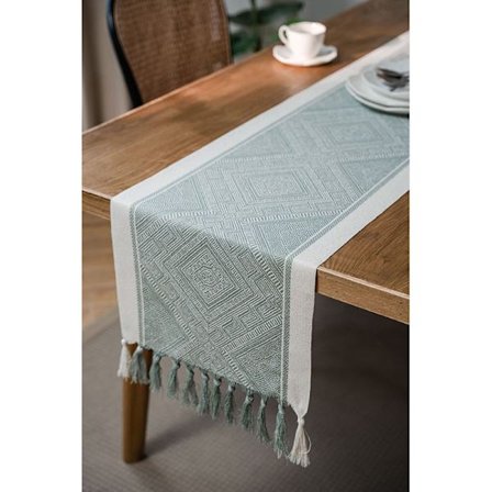 Grön duk med tofsar - Bordstablett
