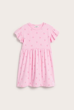 Kappahl | Bomullskjole med kirsebær Lyserosa 110/116 | Lyserosa