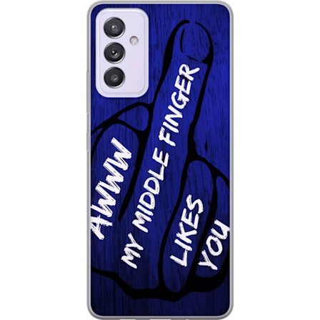 Kompatibelt Mobildeksel til Samsung Galaxy A82 5G Mørk typografisk illustrasjon med hjerteform og budskap om vennskap mot dyp blå tretekstur