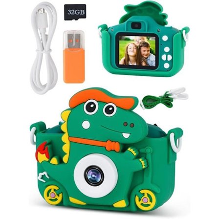 (Grønn) Digitalt kamera for barn, 2-tommers HD-skjerm, for gutter og jenter, selfie, med 32 GB TF-kort for alderen 3 til 8