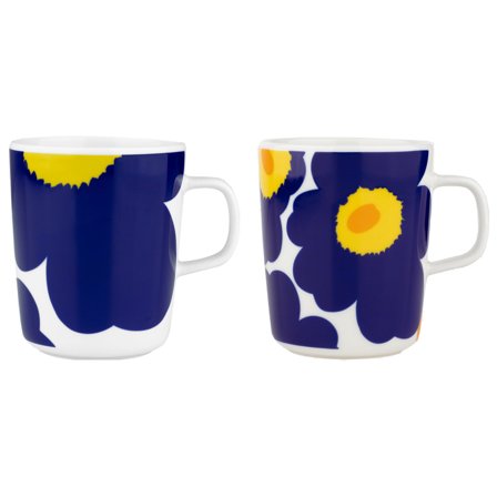 Marimekko Iso Unikko + Unikko muki 2 kpl, sininen/keltainen