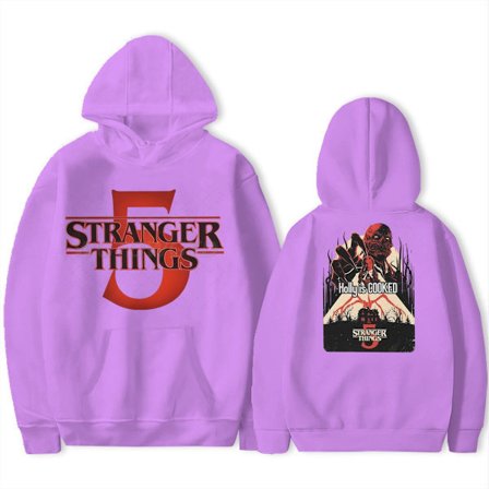 Stranger Things 5 Hoodie – Unisex – Varm fleecefodrad sweatshirt – Höst/Vinter Lila 2 L Lila 2 L