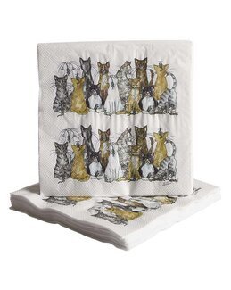 Lunsjserviett Katt 20-pk Hvit