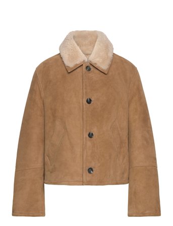 AMI Shearling Buttonned Jacket - Beige - S