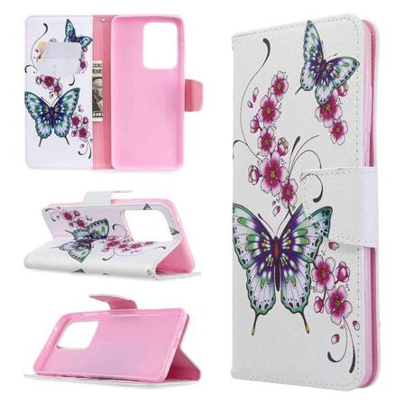 Plånboksfodral Samsung Galaxy S20 Ultra – Fjärilar Och Blommor