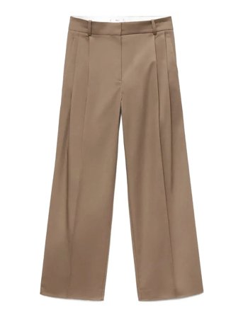 Straight Cotton Trousers With Pleats Brown Mango
