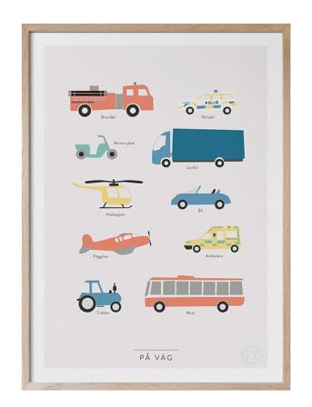 På Väg Home Kids Decor Posters Vehicles Multi/mønstret Kunskapstavlan