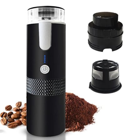 Bärbar elektrisk espressomaskin, 6 oz singelserverings minikaffemaskin med kopp kaffepulver och kapselbehållare, 1200mAh