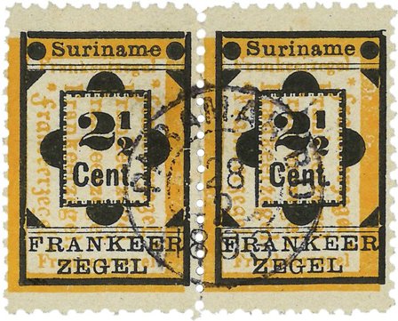 Suriname 1892 - NVPH 22/22a - Stemplet