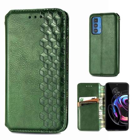 Läder Motorola Edge 20 Pro fodral med romb-design - Grön Grön