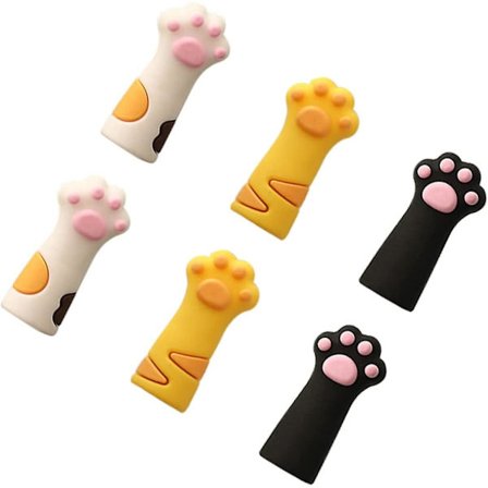 6 stk. søte blyantforlengere for barn, kontorutstyr, blandede farger, med beskyttende dyrehetter i plast