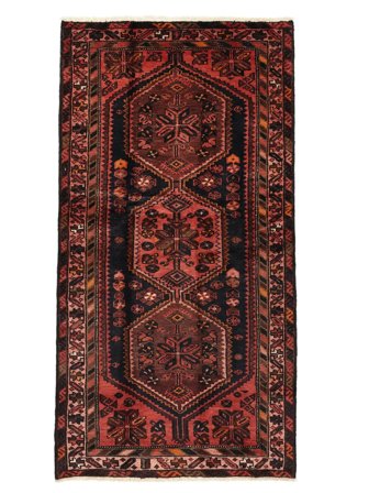 Tapis Hamadan 100X188 Noir/Rouge Foncé (Laine, Perse)