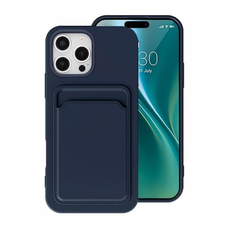 Silicone Case with Card Holder iPhone 16 Pro- Blue