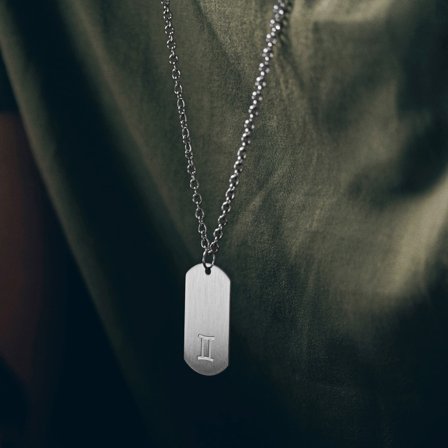 Collier zodiaque en acier argenté - Les Gémeaux pour hommes - Chaînes en acier