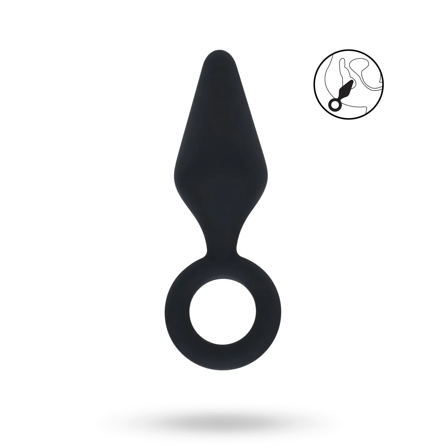 Silicone Anal Plug with Loop - S - Black - Vuxen.se - Buttplug, stora & små butt plugg