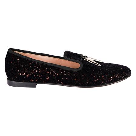 Giuseppe Zanotti Loafers Sko in and copper velvet with metal horns Sort, Dame, Størrelse: 37 EU