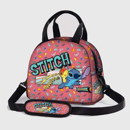 Ny Stitch Stitch lunchväska anime-tillbehör heltryck axelrem isolerad lunchbox kan bäras över kroppen, ny picknickväska bärbar lunchväska