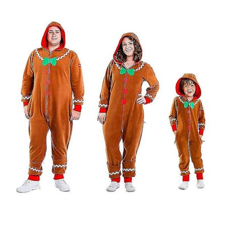Familj Pepparkaka Mysig Jumpsuit för Män, Bekväm Pepparkaka Mysig Jul Onesie - Perfekt Män 2XL