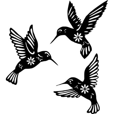 3-pakning metall veggdekorasjon svarte fugler utendørs stue hage kolibri dekorasjon veggdekorasjon metall kolibri for hjemmet