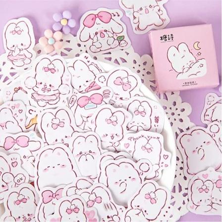 45 stk/æske søde kanin daglige kawaii dekoration klistermærker planner scrapbooking stationære koreanske dagbog klistermærker s as show