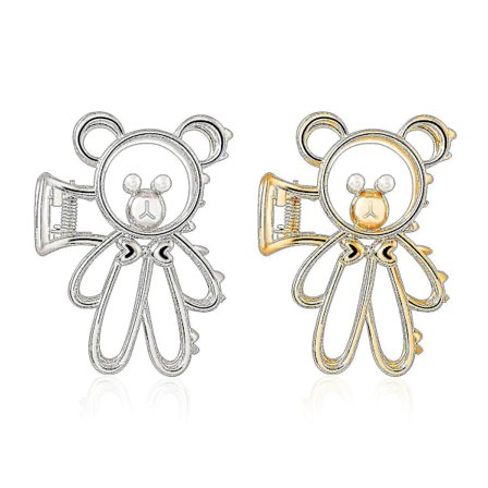 Metal Guld Sølv Lille Bjørn Sød Stor Hårklemme 2stk Kvinders Hårklemmer Stærke Faste Hårklemmer