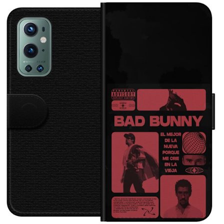 Kompatibel Tegnebogsetui til OnePlus 9 Pro Bad Bunny NFL-inspireret skjoldlogo med amerikansk fodbold og stjerner