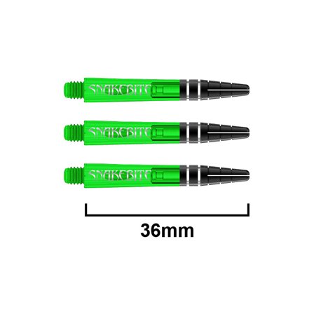 Red Dragon Darts Snakebite Nitrotech Shafts - 2 Sets (6) Polycarbonate, Green/Black&Gold/Purple