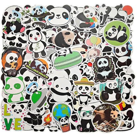 100 kpl Söpöjä Panda-tarroja, vedenpitäviä tarroja vesipulloihin, kannettavaan tietokoneeseen, tietokoneeseen, autoon, matkatavaroihin, mukiin, 