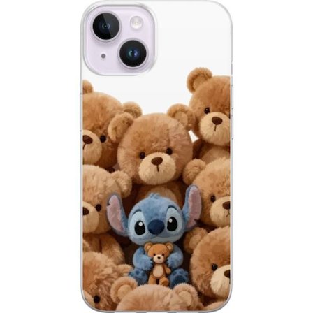 Kompatibel Mobilcover til Apple Apple iPhone 14 Plus Sød og sikker illustration med Stitch omgivet af bamser, der skaber en varm og legende følelse