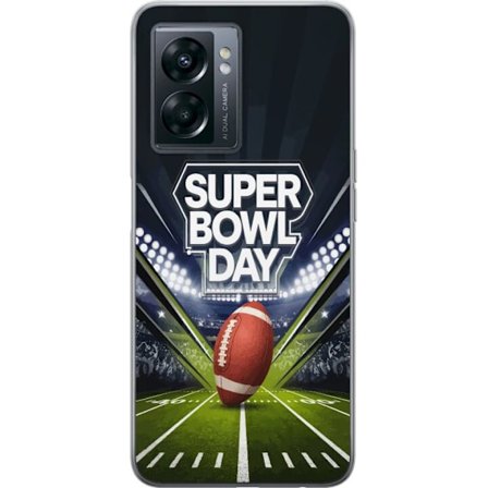 Kompatibel Mobilcover til OnePlus Nord N300 Super Bowl Day plakat med amerikansk fodbold på oplyst arena i dramatisk sportsdesign