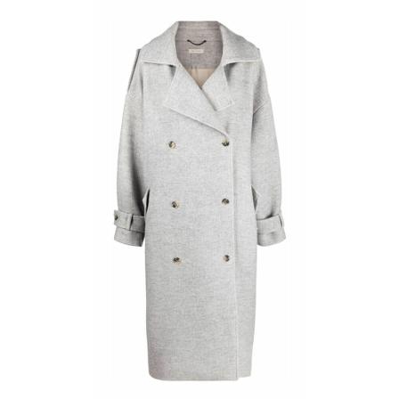 The Mannei Double-Breasted Coats Grå, Dame Uldfrakker