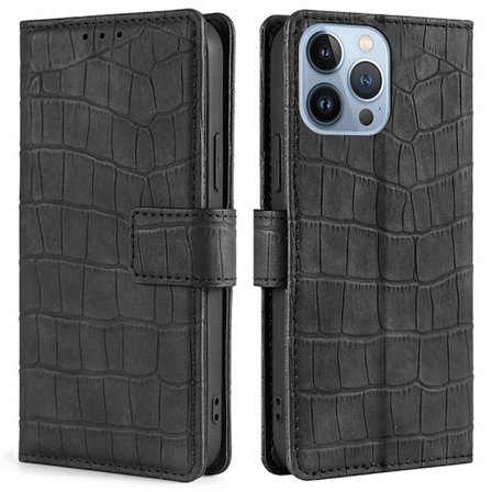 iPhone 14 Pro Fodral Krokodilmönster Svart
