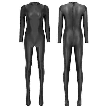 Långärmad Bodycon Jumpsuit med Hög Midja för Kvinnor, Helkroppsdräkt, En Del Outfit svart XL