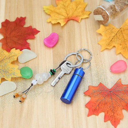 Vanntett pilleformet aluminiumsflaskeholder nøkkelring