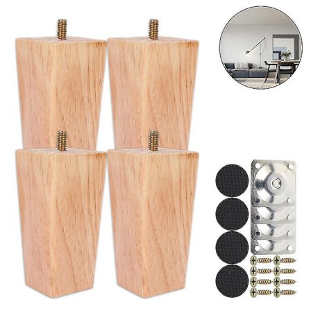 Höjd Soffben Set med 4 Trämöbler Ben Trä Soffben Fasta ersättningsmöbler Ben Fåtölj Skåp Fötter Zh5-2