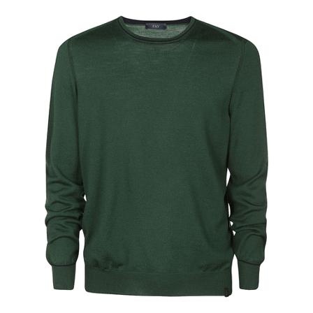 Fay Round-neck Strik Grøn, Herre Strik, Størrelse: XL