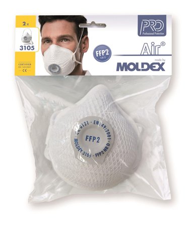 Moldex Air P2 3105-11 Halvmaske 2‐pakning med ventil, Ånderettsvern